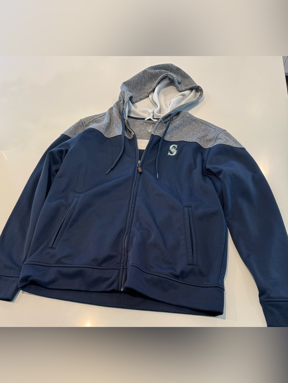 Cutter & Buck Seattle Mariners Navy and Gray Zip Hoodie